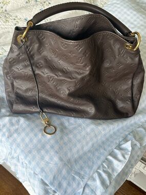 Louis Vuitton Brown Monogram Embossed Shoulder Bag with Gold Hardware